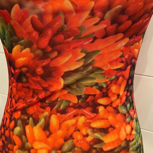 Zara asymmetrical dress orange and green floral - Picture 3 of 8